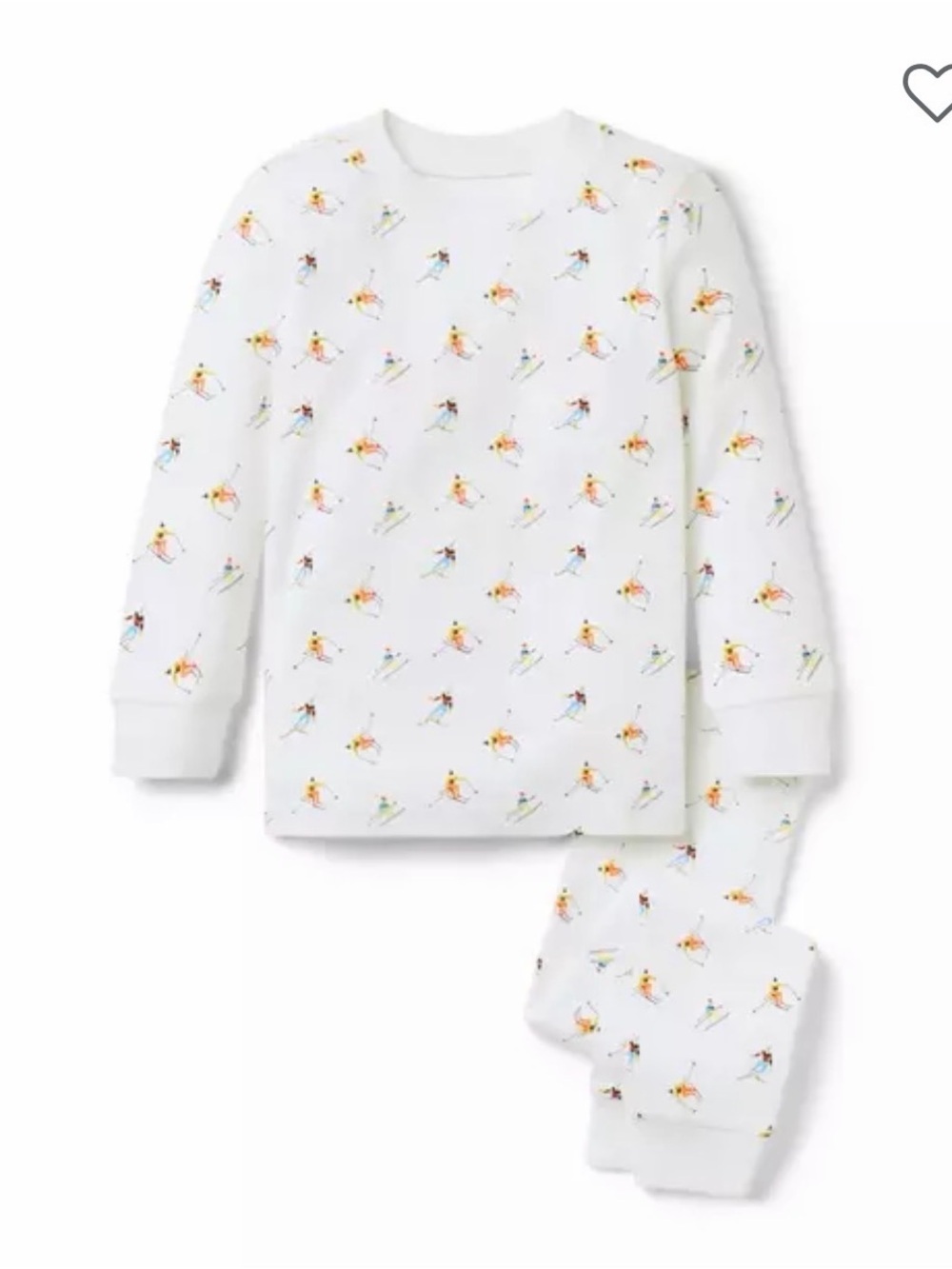 Crewcuts White Pajama Set with Multicolor Ski Motif Unisex